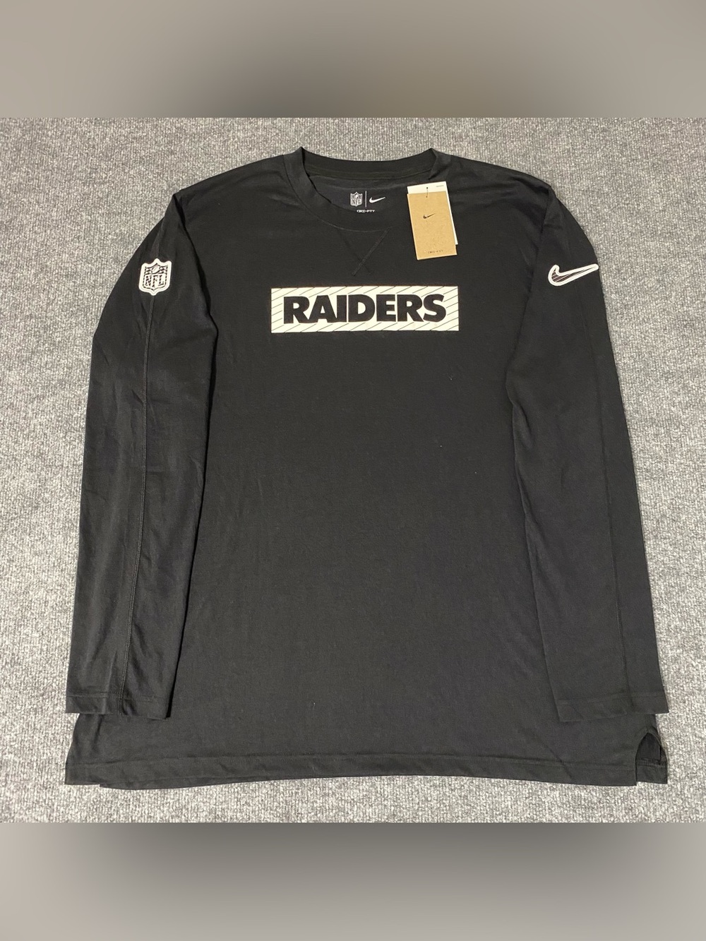 Nike On Field Las Vegas Raiders Shirt Mens 2XL Black Dri Fit Long Sleeve NWT